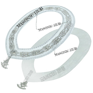 White Lambskin Masonic Past Master Apron Grapes & Veil Edge + Chain Collar Jewel My Store