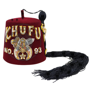 Custom Shriner Fez Hat with Rhinestone Embroidery, Bullion Underlay - Handcrafted Masonic Regalia, Freemason Fez in All Colors & Sizes Masonic Hub
