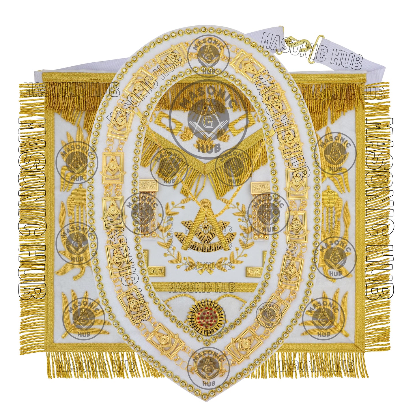 Masonic Regalia Grand Lodge Past Master 100% Lambskin Apron With Collar & Cuff