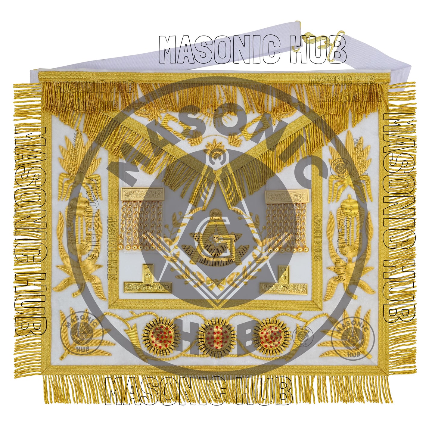 Masonic Regalia Grand Lodge Past Master 100% Lambskin Apron With Collar & Cuff