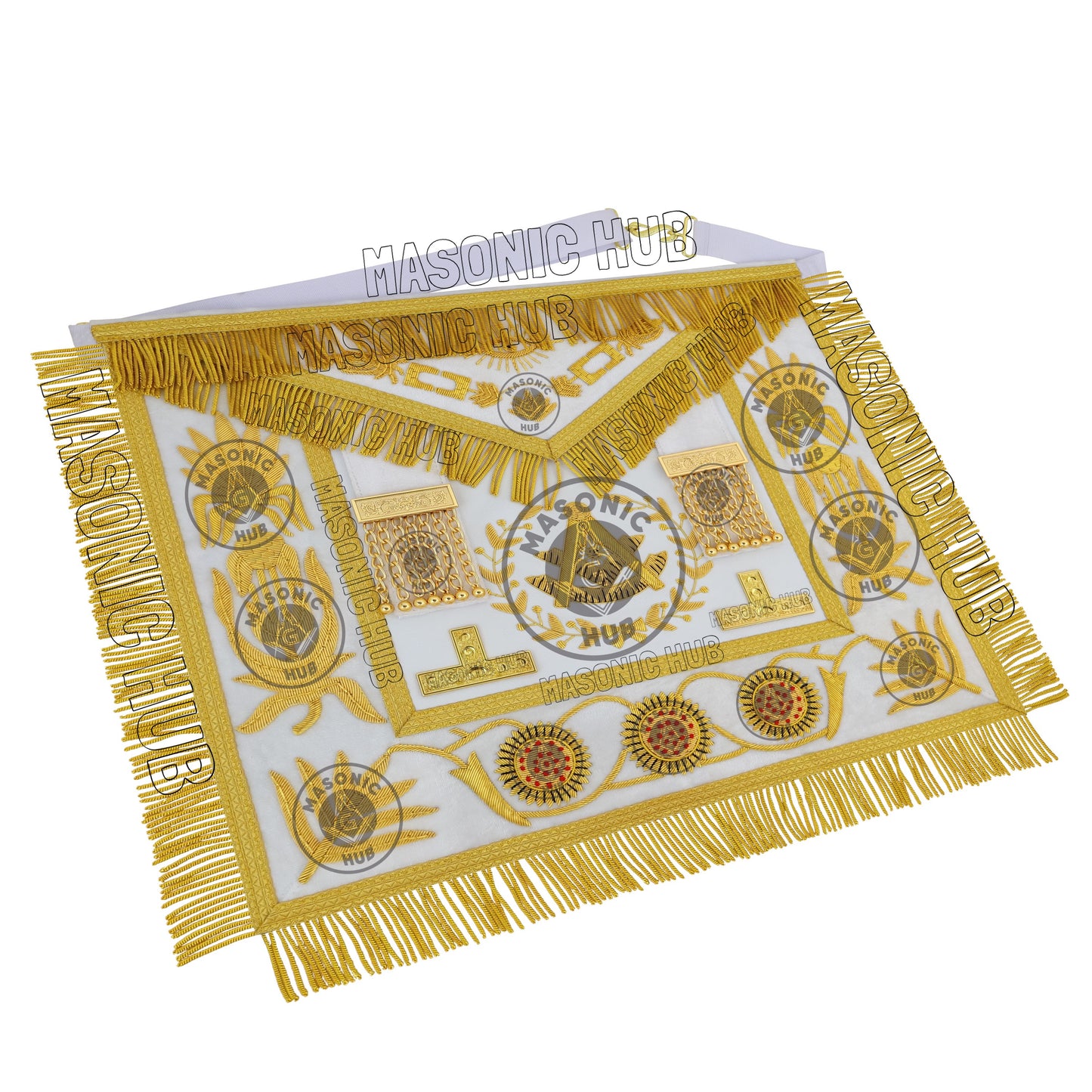 Masonic Regalia Grand Lodge Past Master 100% Lambskin Apron With Collar & Cuff