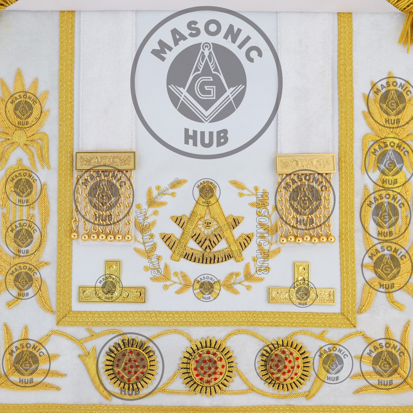 Masonic Regalia Grand Lodge Past Master 100% Lambskin Apron With Collar & Cuff
