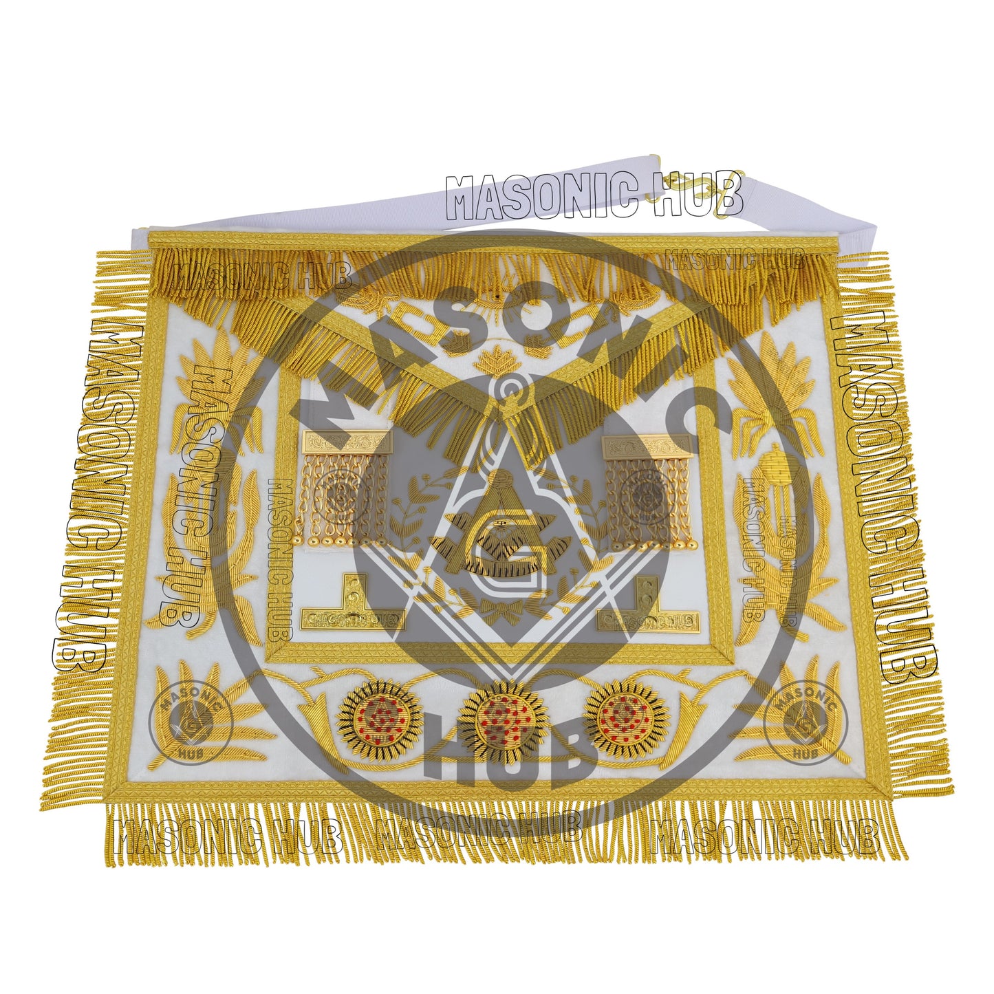Masonic Regalia Grand Lodge Past Master 100% Lambskin Apron With Collar & Cuff