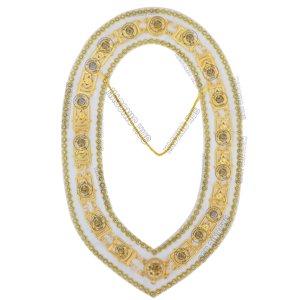 Masonic Past Master Chain Collar White Velvet w/ Rhinestone Edges Masonic Hub