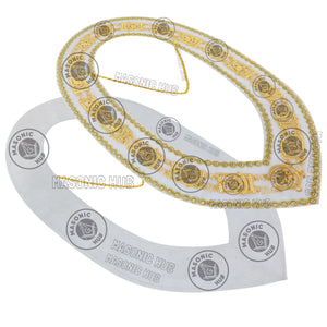 Masonic Past Master Chain Collar White Velvet w/ Rhinestone Edges Masonic Hub