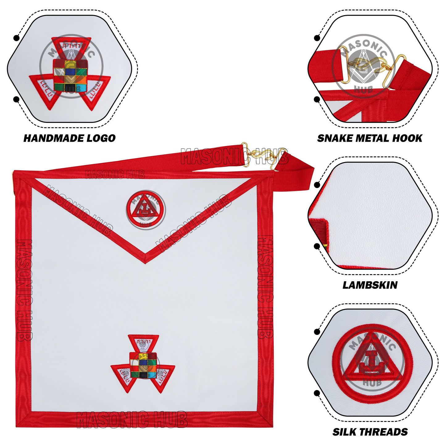 Masonic Royal Arch Past High Priest Apron – Texas Regulation, Genuine Lambskin