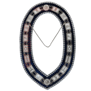 Masonic Blue Lodge Working Tools Blue Backing Chain Collar with Rhinestone Masonic Hub