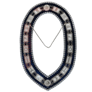 Masonic Blue Lodge Working Tools Blue Backing Chain Collar with Rhinestone Masonic Hub