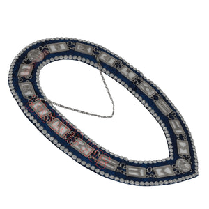 Masonic Blue Lodge Working Tools Blue Backing Chain Collar with Rhinestone Masonic Hub