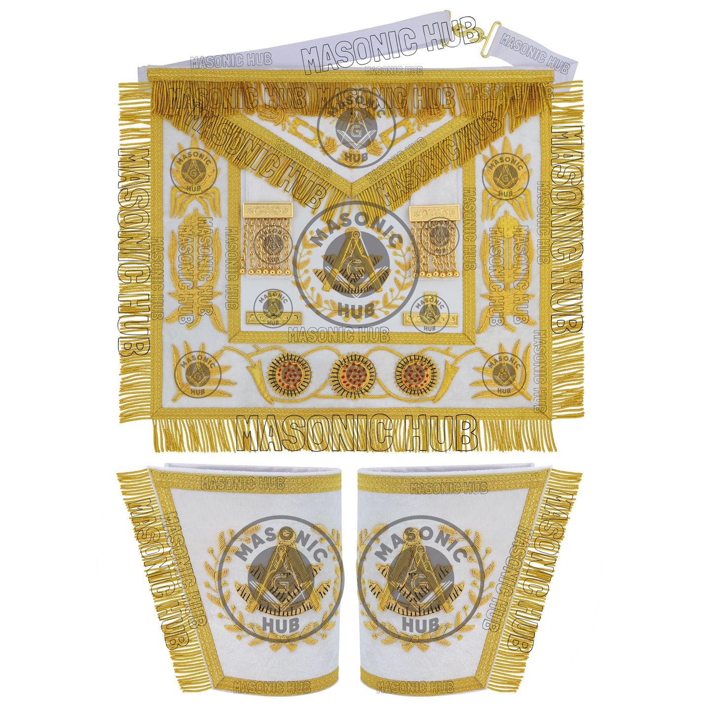 Masonic Regalia Grand Lodge Past Master 100% Lambskin Apron With Collar & Cuff