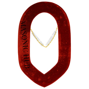 Masonic Regalia Shrine Golden Metal Rhinestones Jewels Chain Collar Red Backing Masonic Hub