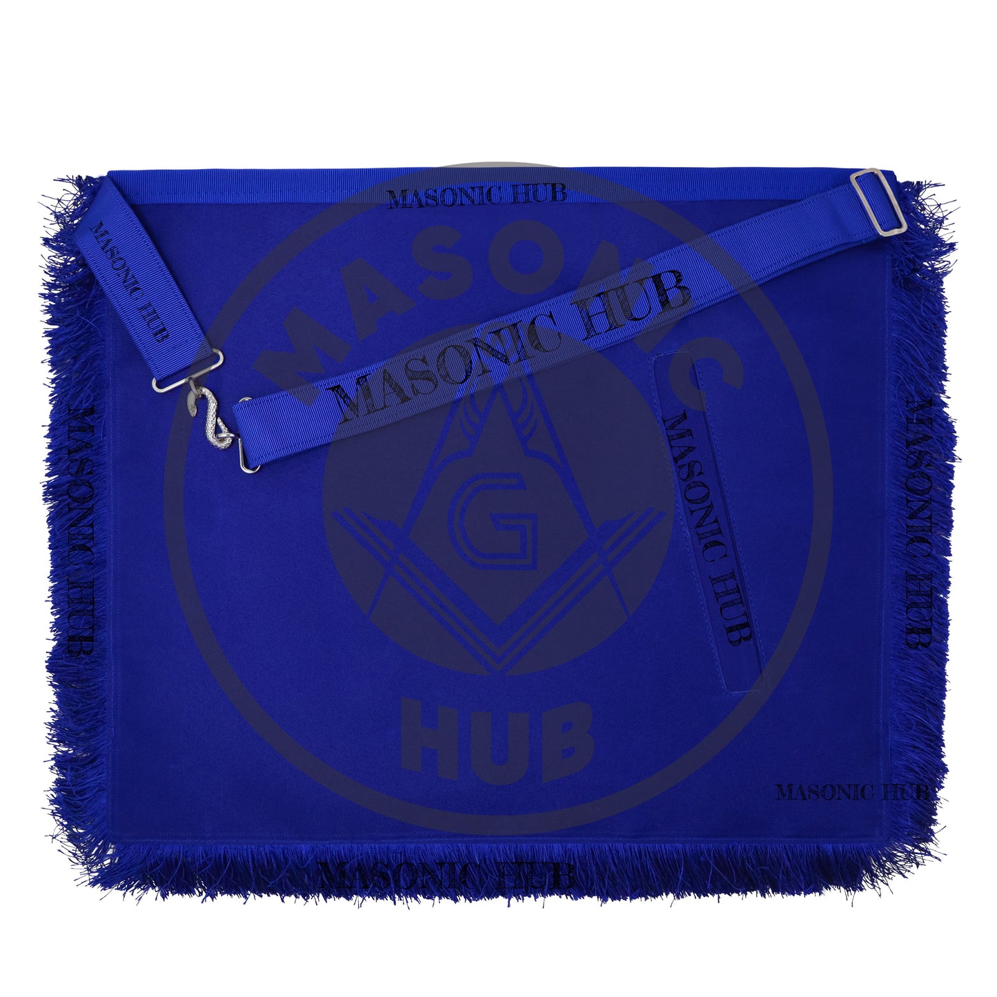 Masonic Master Mason Blue Lodge Apron – Machine Embroidered Square Compass G Blue Fringes On Premium Faux Leather