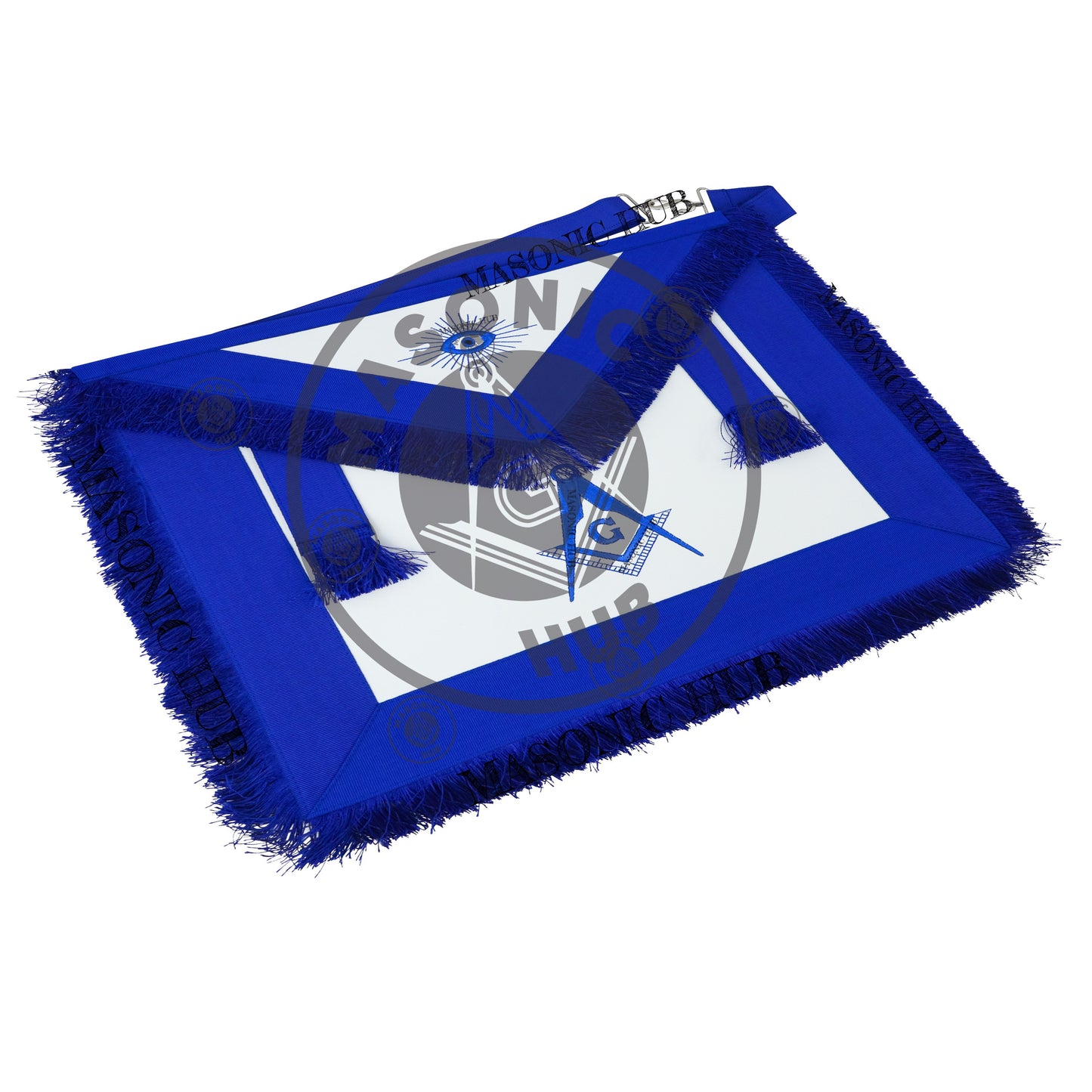 Masonic Master Mason Blue Lodge Apron – Machine Embroidered Square Compass G Blue Fringes On Premium Faux Leather