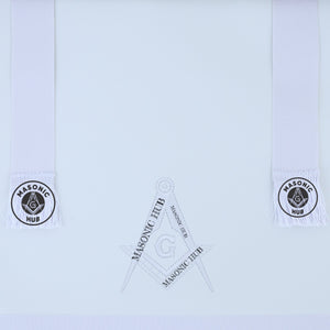 Masonic Master Mason Blue Lodge Apron – Machine Embroidered Square Compass G with White Fringes On Premium Faux Leather Masonic Hub