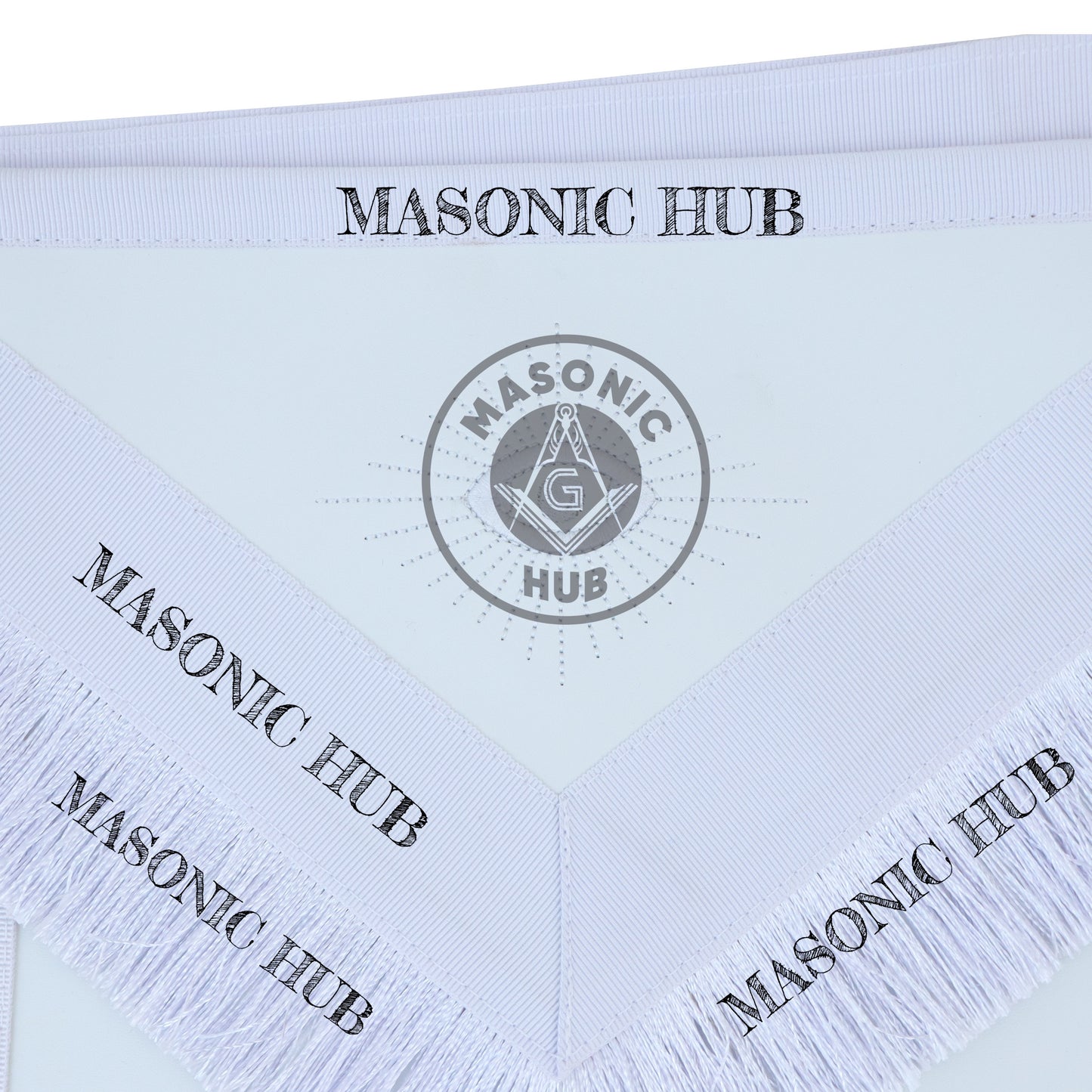Masonic Master Mason Blue Lodge Apron – Machine Embroidered Square Compass G with White Fringes On Premium Faux Leather
