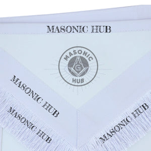 Masonic Master Mason Blue Lodge Apron – Machine Embroidered Square Compass G with White Fringes On Premium Faux Leather Masonic Hub