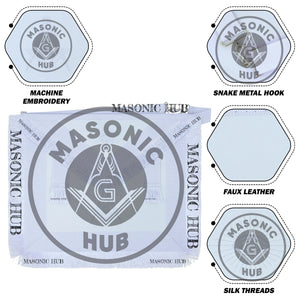 Masonic Master Mason Blue Lodge Apron – Machine Embroidered Square Compass G with White Fringes On Premium Faux Leather Masonic Hub