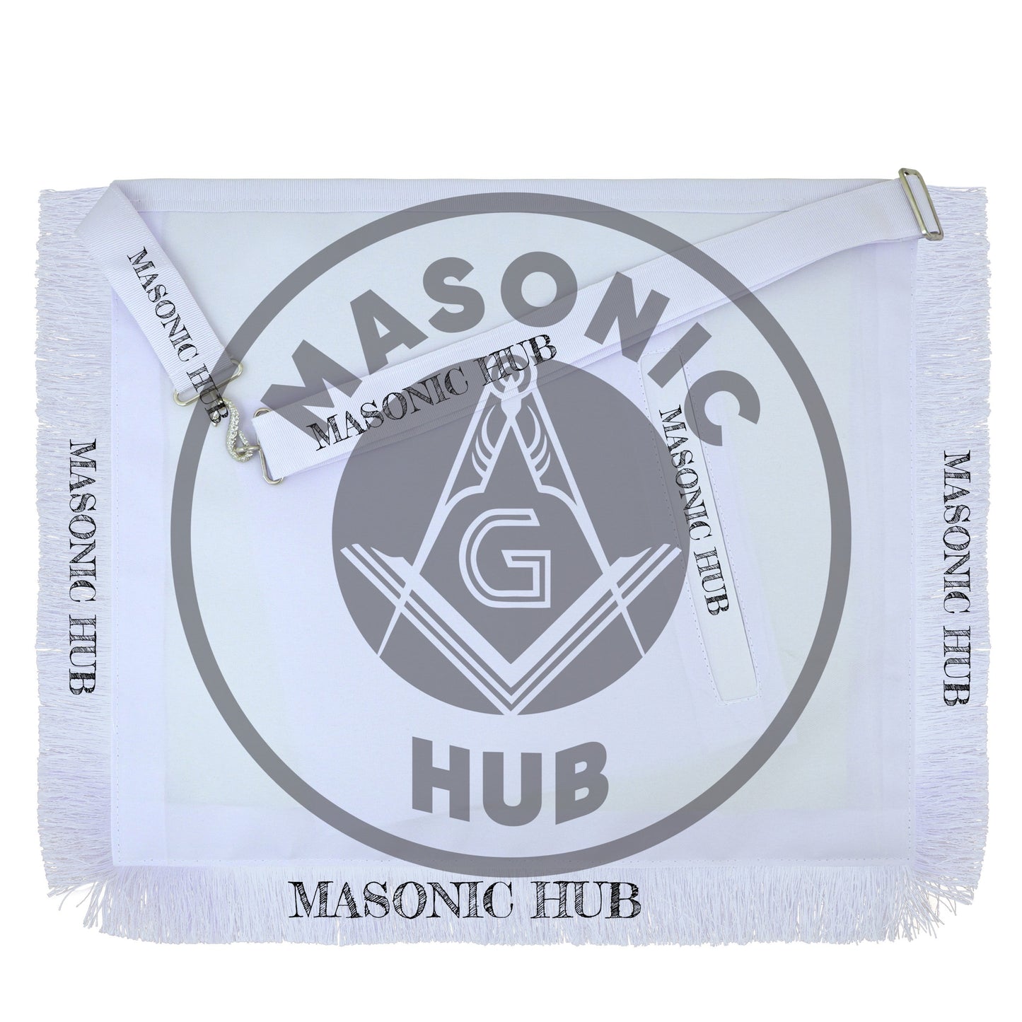 Masonic Master Mason Blue Lodge Apron – Machine Embroidered Square Compass G with White Fringes On Premium Faux Leather
