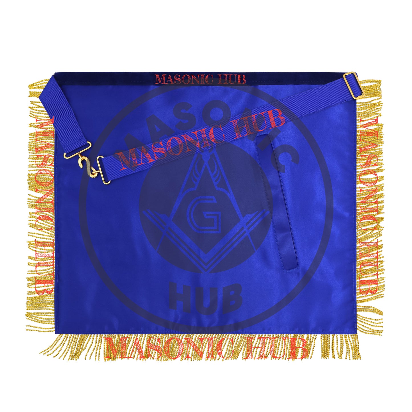 Past Master Masonic Apron – Lambskin with Gold Bullion Embroidery – Royal Blue Velvet & Mylar Fringe – Handmade Freemason Regalia