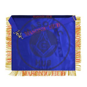 Past Master Masonic Apron – Lambskin with Gold Bullion Embroidery – Royal Blue Velvet & Mylar Fringe – Handmade Freemason Regalia Masonic Hub