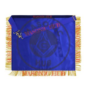 Past Master Masonic Apron – Lambskin with Gold Bullion Embroidery – Royal Blue Velvet & Mylar Fringe – Handmade Freemason Regalia Masonic Hub