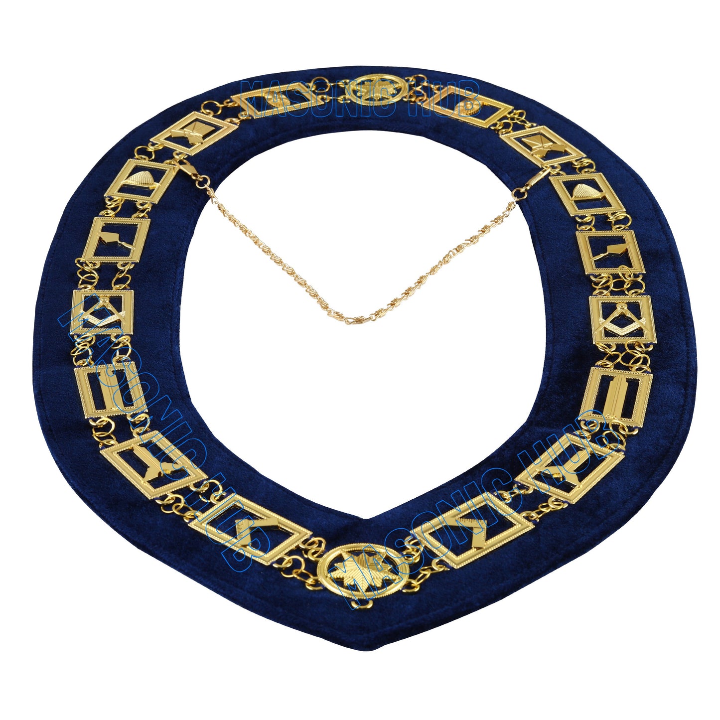 Masonic Blue Lodge Working Tools Masonic Chain Collars Gold Plated Blue Velvet