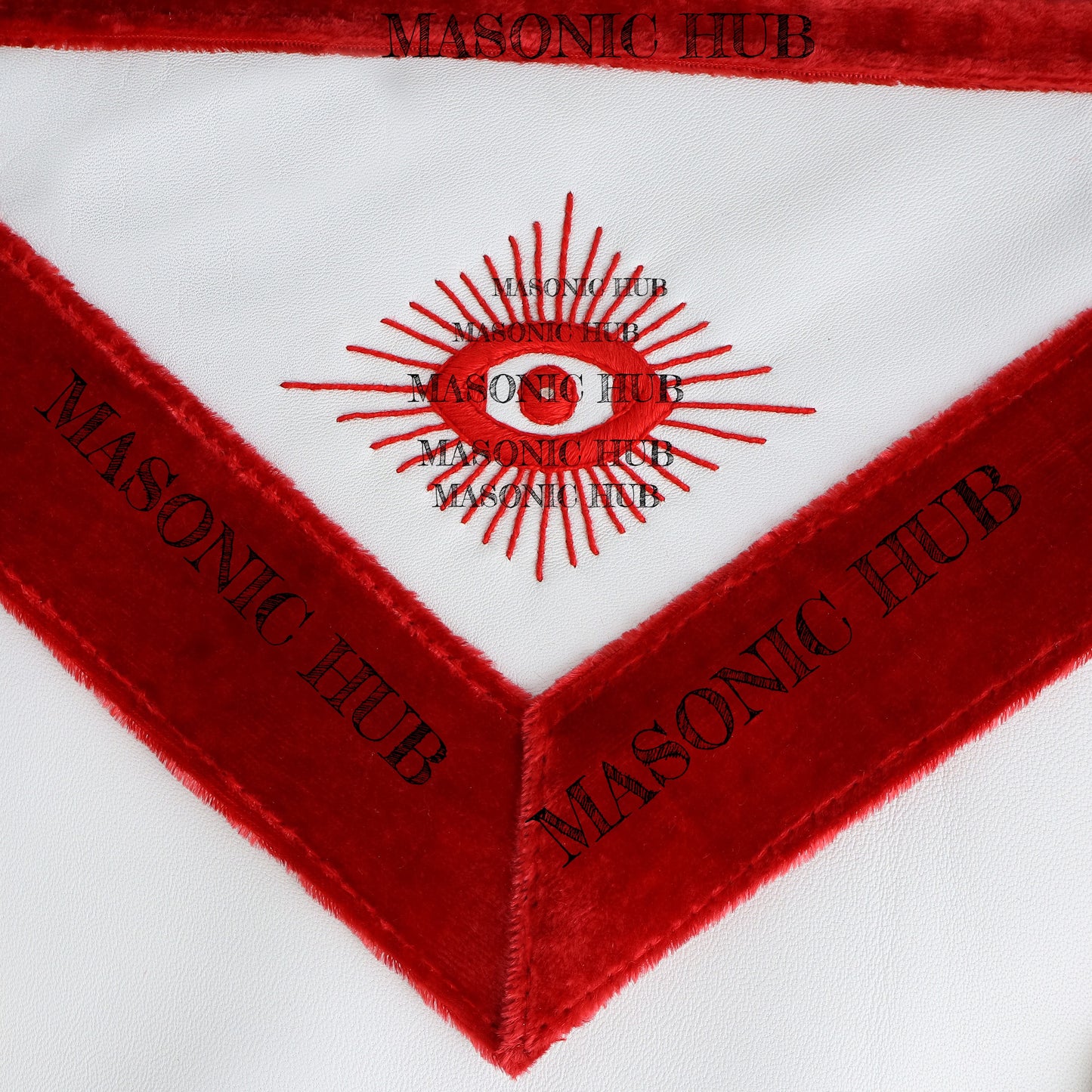 Scottish Rite Master Mason Apron - Red Velvet Masonic Regalia with Gold Bullion Tassels & All-Seeing Eye Freemason Ceremony Apron