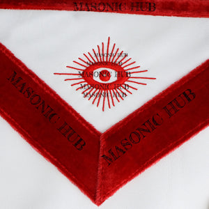 Scottish Rite Master Mason Apron - Red Velvet Masonic Regalia with Gold Bullion Tassels & All-Seeing Eye Freemason Ceremony Apron Masonic Hub