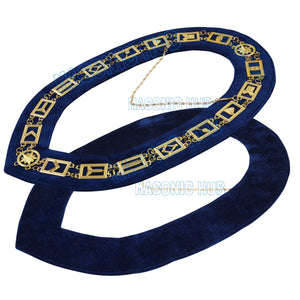 Masonic Regalia Blue Lodge Treasurer Apron & Chain Collar with Jewel Masonic Hub