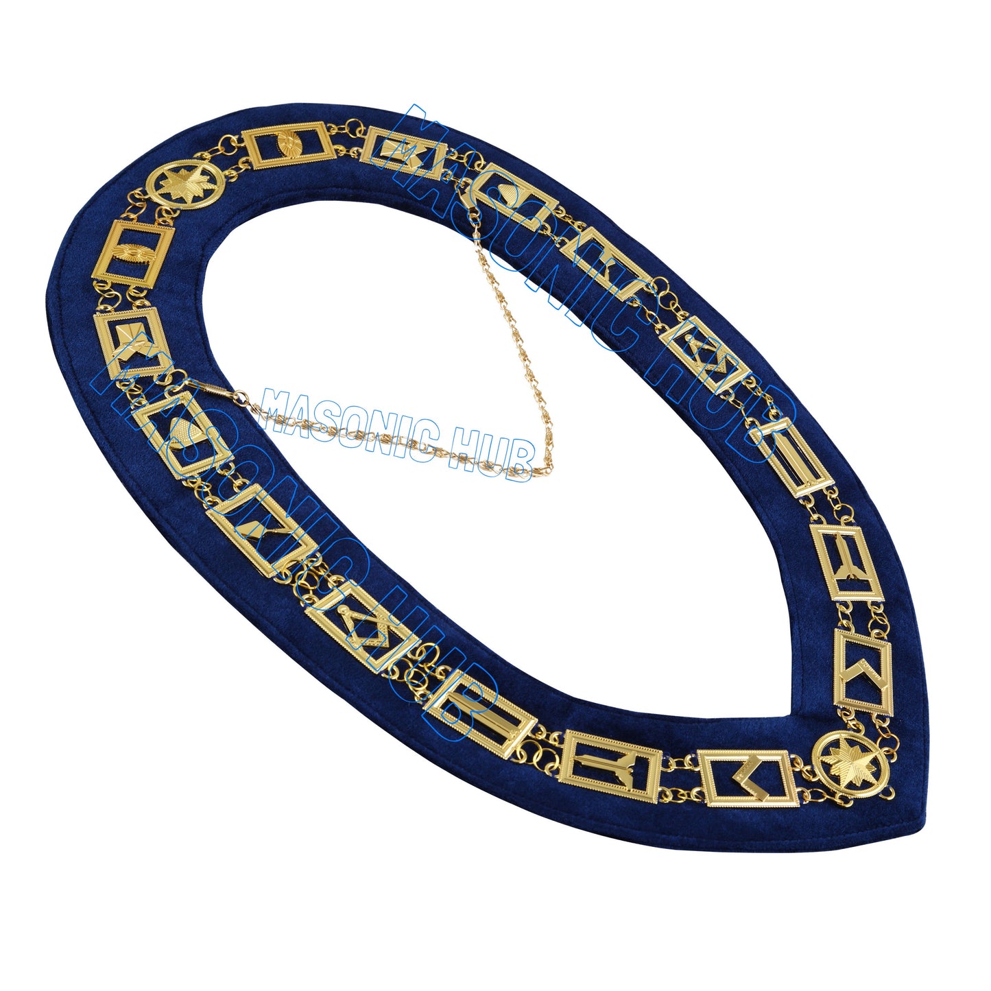 Masonic Blue Lodge Working Tools Masonic Chain Collars Gold Plated Blue Velvet