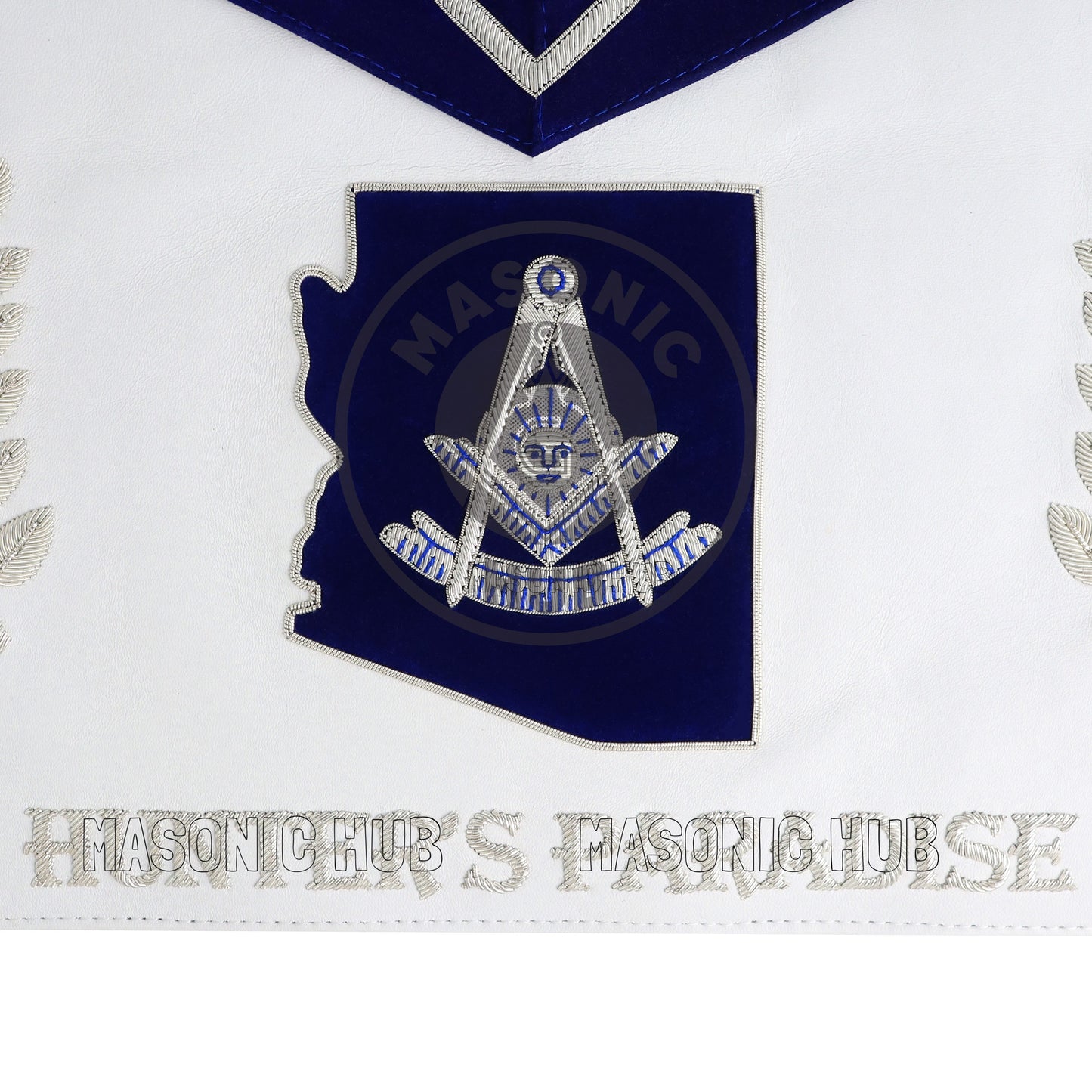 Custom Past Master Masonic Apron – Personalized with Your Lodge Name, Logo, and Artwork | Hand-Embroidered Blue Lodge Regalia
