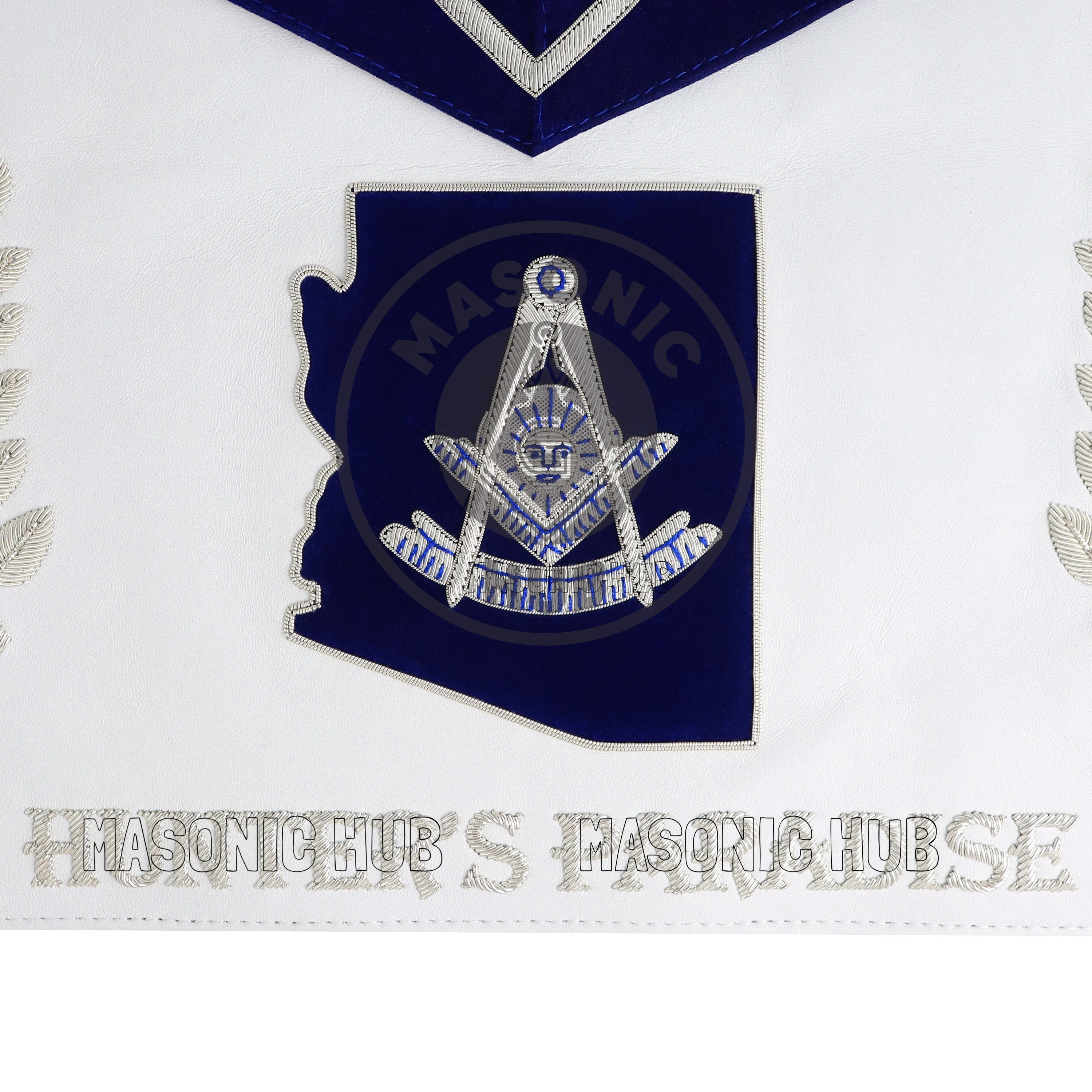 Custom Past Master Masonic Apron – Personalized with Your Lodge Name, Logo, and Artwork | Hand-Embroidered Blue Lodge Regalia My Store