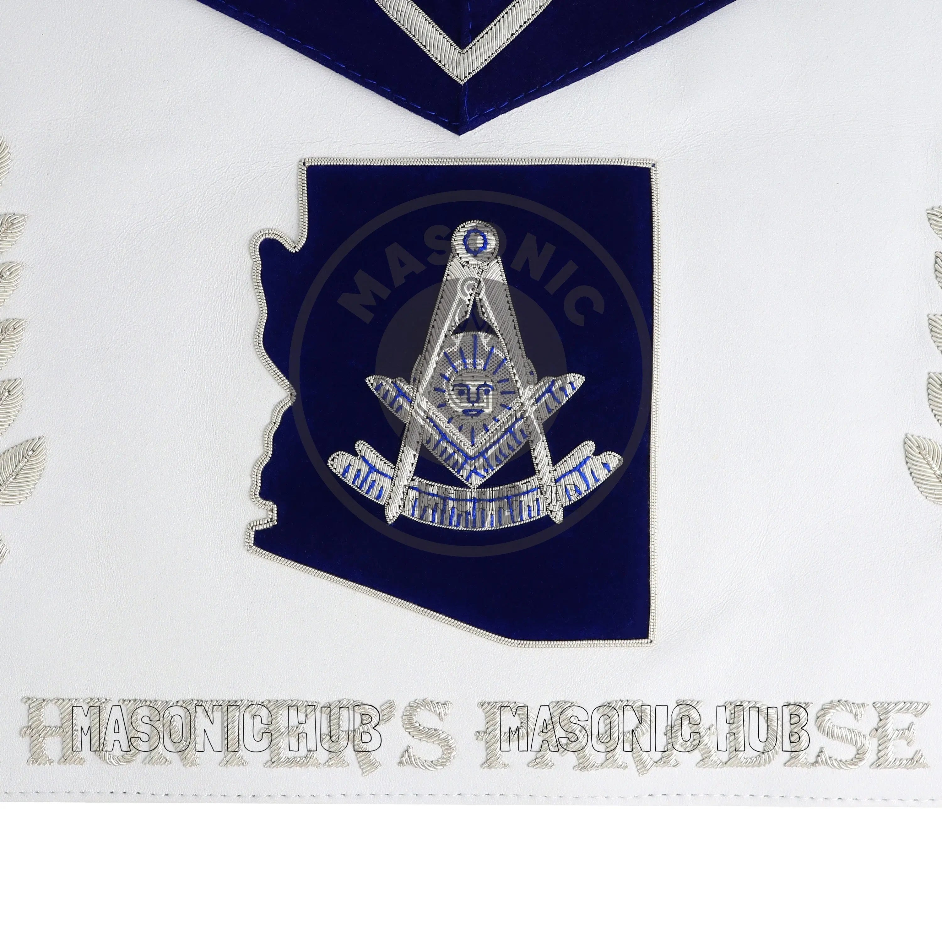 Custom Past Master Masonic Apron – Personalized with Your Lodge Name, Logo, and Artwork | Hand-Embroidered Blue Lodge Regalia My Store