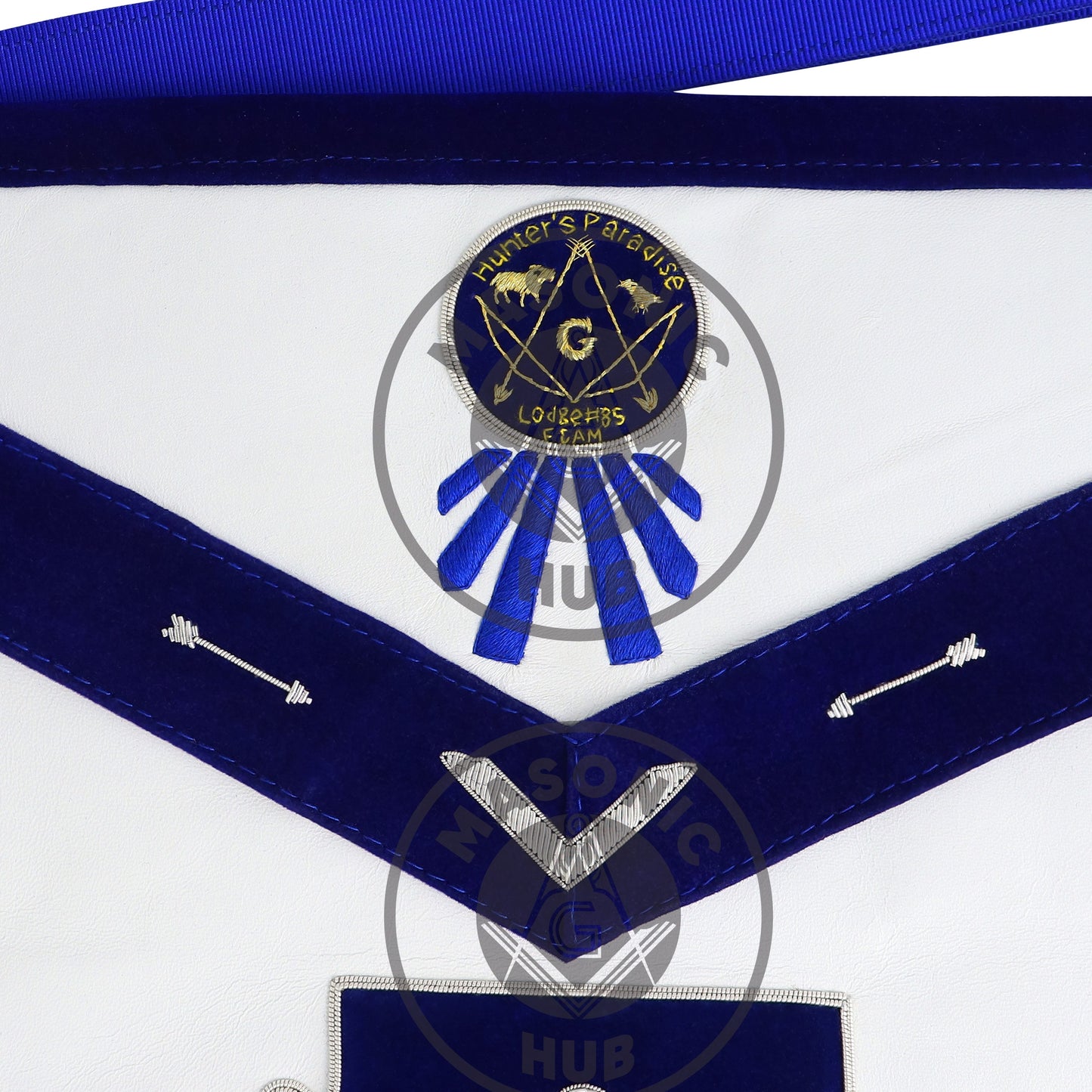 Custom Past Master Masonic Apron – Personalized with Your Lodge Name, Logo, and Artwork | Hand-Embroidered Blue Lodge Regalia
