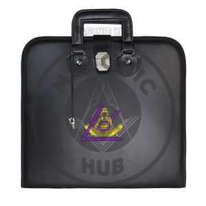 Cryptic (Royal & Select) Mason Apron Case with Lock – Handcrafted Masonic Faux Leather Carrying Case Masonic Hub