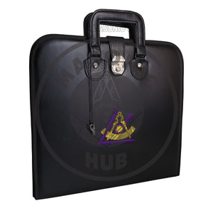 Cryptic (Royal & Select) Mason Apron Case with Lock – Handcrafted Masonic Faux Leather Carrying Case Masonic Hub