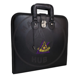 Cryptic (Royal & Select) Mason Apron Case with Lock – Handcrafted Masonic Faux Leather Carrying Case Masonic Hub