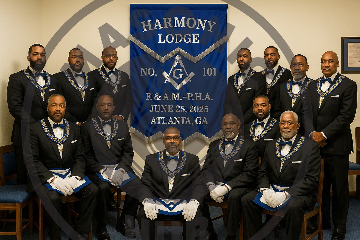 Personalized Handcrafted Master Mason Blue Lodge Banner – Custom Embroidered with Lodge Info, Square & Compass Emblem