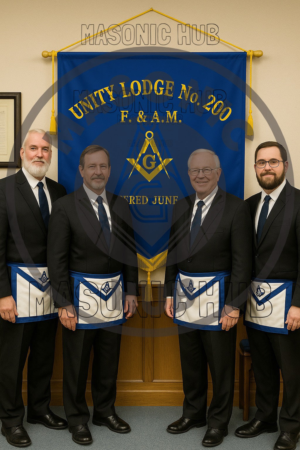 Personalized Handcrafted Master Mason Blue Lodge Banner – Custom Embroidered with Lodge Info, Square & Compass Emblem Masonic Hub