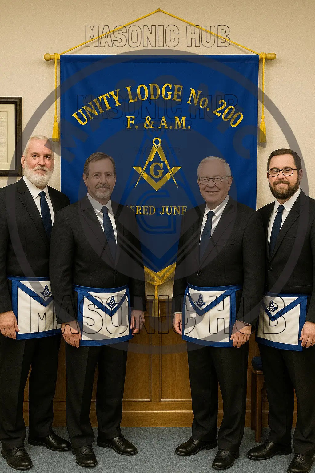 Personalized Handcrafted Master Mason Blue Lodge Banner – Custom Embroidered with Lodge Info, Square & Compass Emblem Masonic Hub