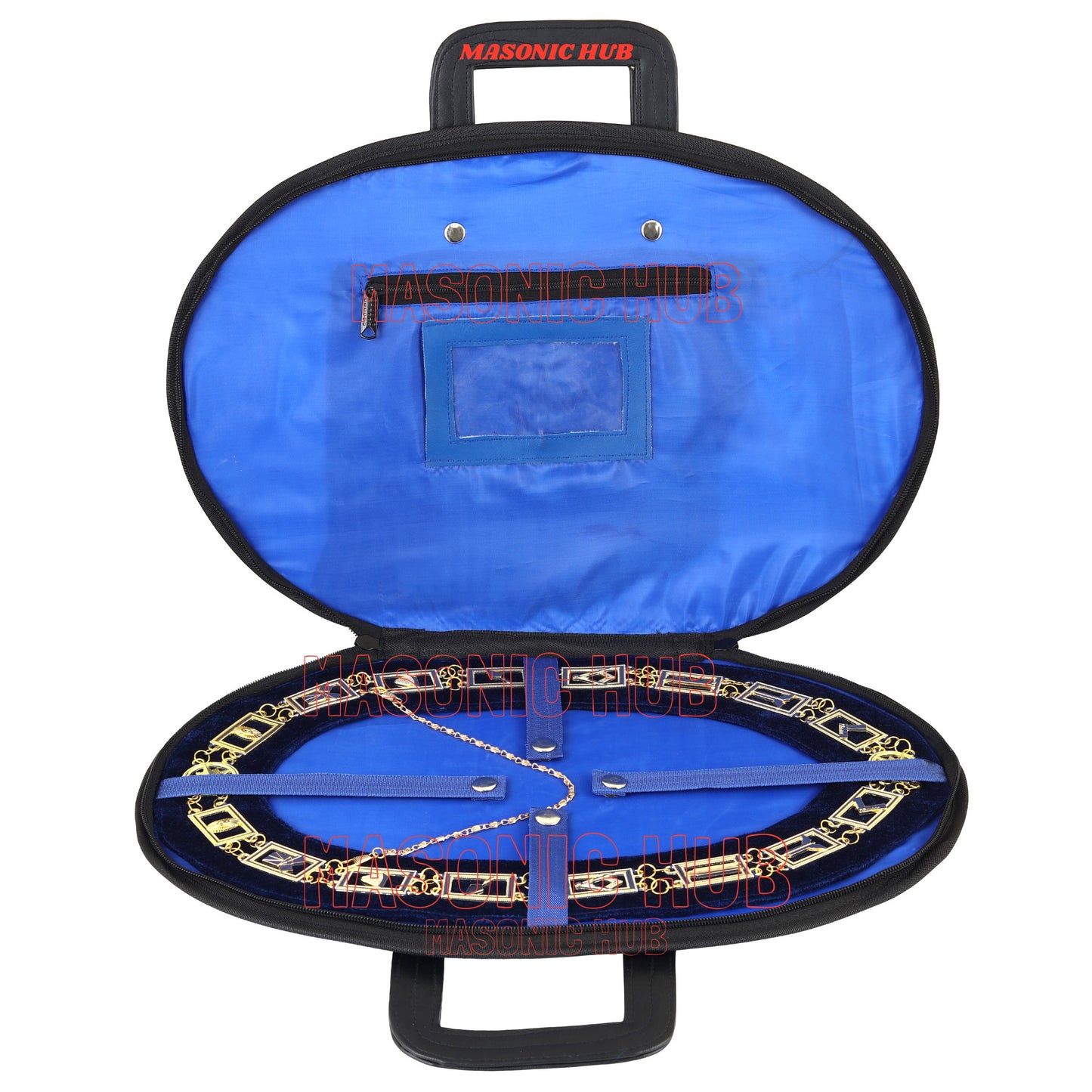 Masonic Square & Compass Chain Collar Case Soft Padded Lining + Hand Made Logo