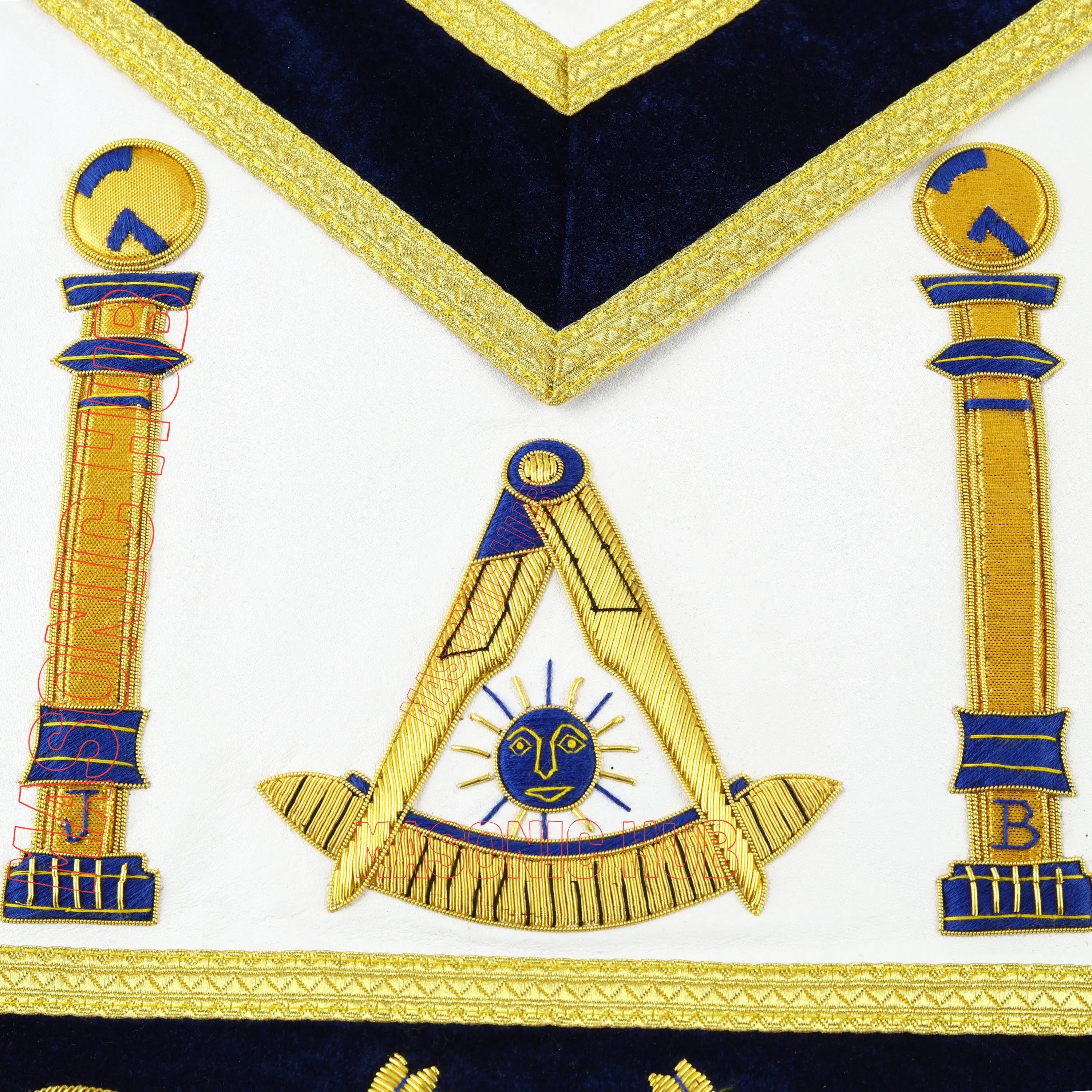 Masonic Past Master Mason 100% Lambskin Apron – Handmade & Gold Bullion Embroidered Masonic Hub
