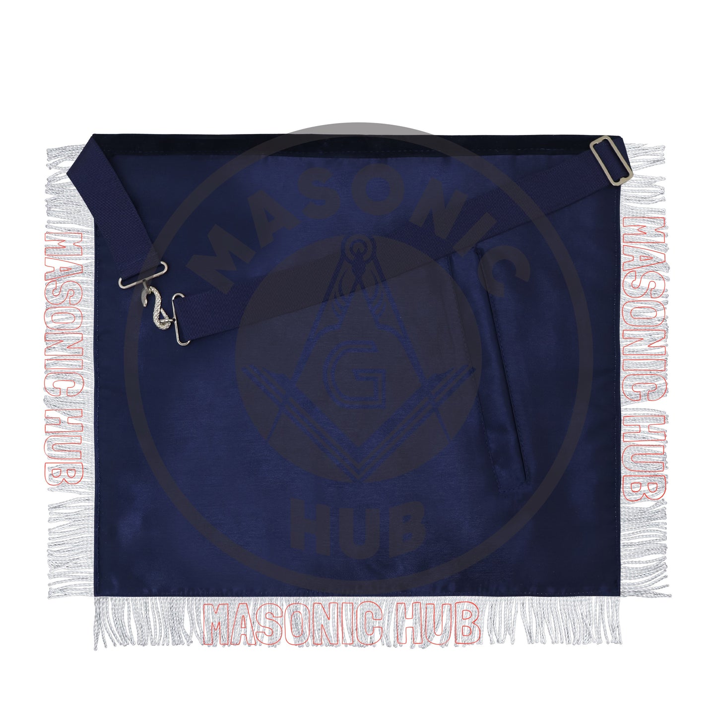 Past Master Masonic Apron – Lambskin with Silver Bullion Embroidery – Navy Blue Velvet & Mylar Fringe – Handmade Freemason Regalia