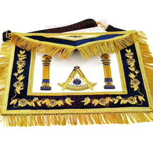 Deluxe Gold Bullion Past Master Mason 100% Lambskin Apron – Handmade & Embroidered Masonic Hub
