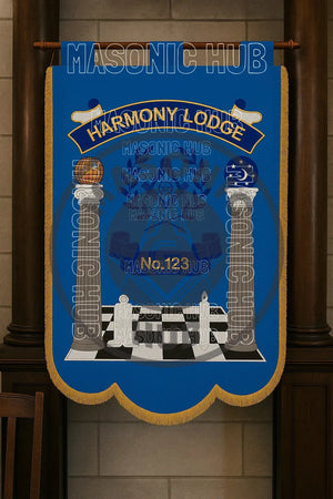 Custom Masonic Master Mason Blue Lodge Machine Embroidery Banner Gold Fringe Masonic Hub