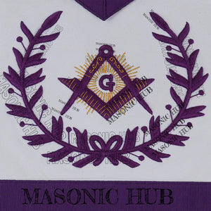 Master Mason Lambskin Apron with G Logo, Radiant Sunburst, and Laurel Wreath My Store