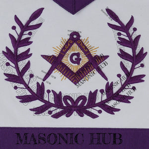 Master Mason Lambskin Apron with G Logo, Radiant Sunburst, and Laurel Wreath My Store