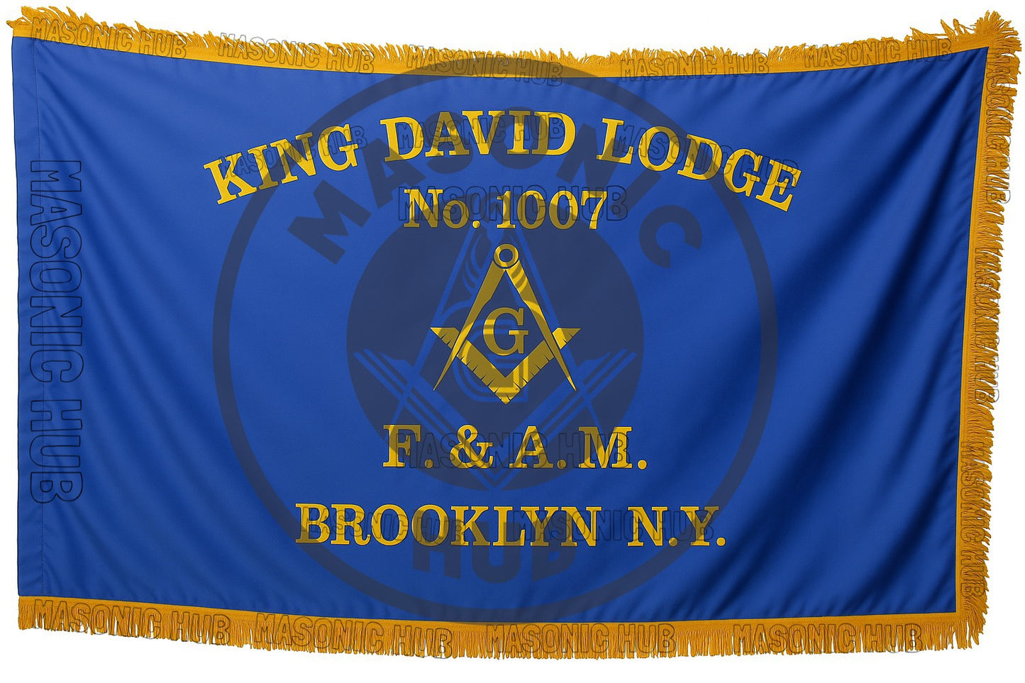 Custom Masonic Master Mason Blue Lodge Machine Embroidery Flag with Gold Fringe – Personalized Freemason Regalia Decor