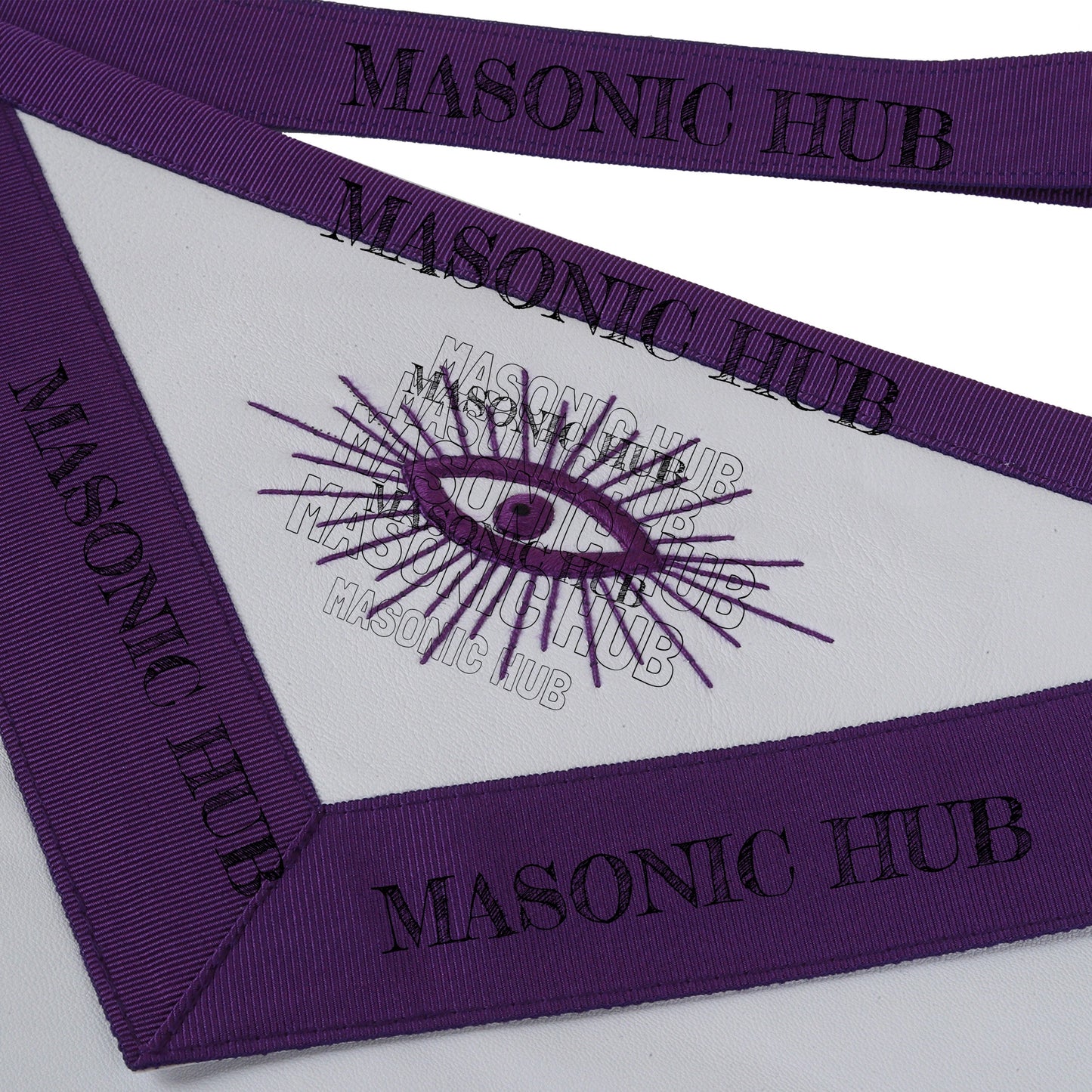 Master Mason Lambskin Apron with G Logo, Radiant Sunburst, and Laurel Wreath