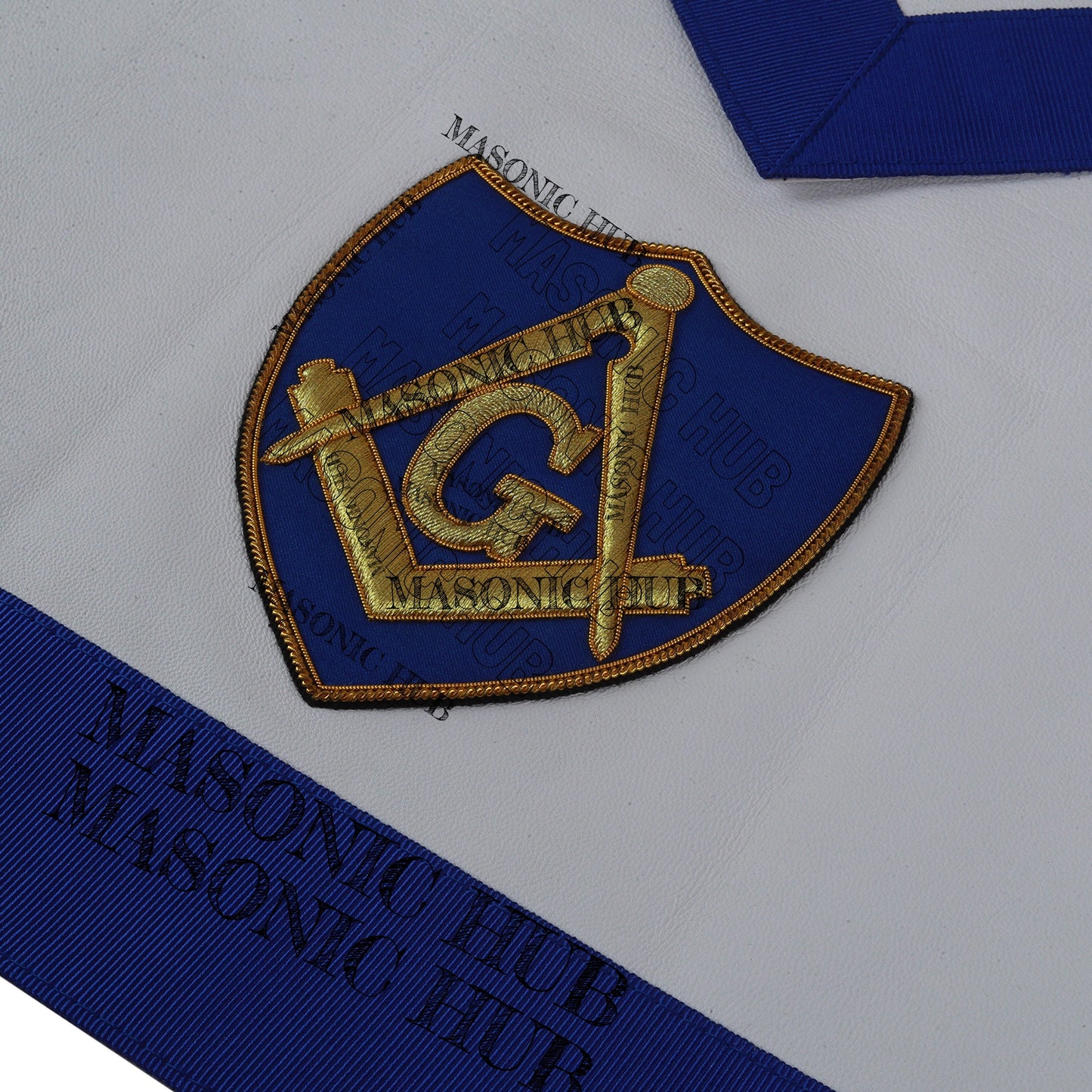Masonic Master Mason Apron with Blue and Gold Shield Emblem – Freemason Regalia